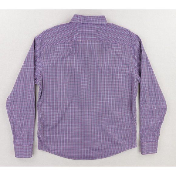 UNTUCKit Tamas Button Down Shirt Men's Medium Pink Blue Plaid Nylon Stretch - Picture 3 of 8